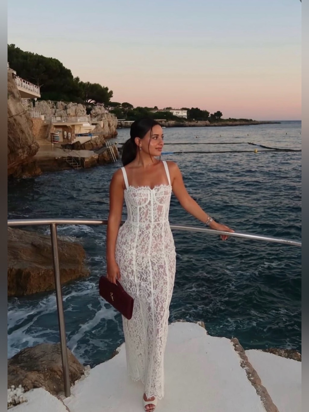 Helsa The Lace Column Dress In White, New — image 3 of 8